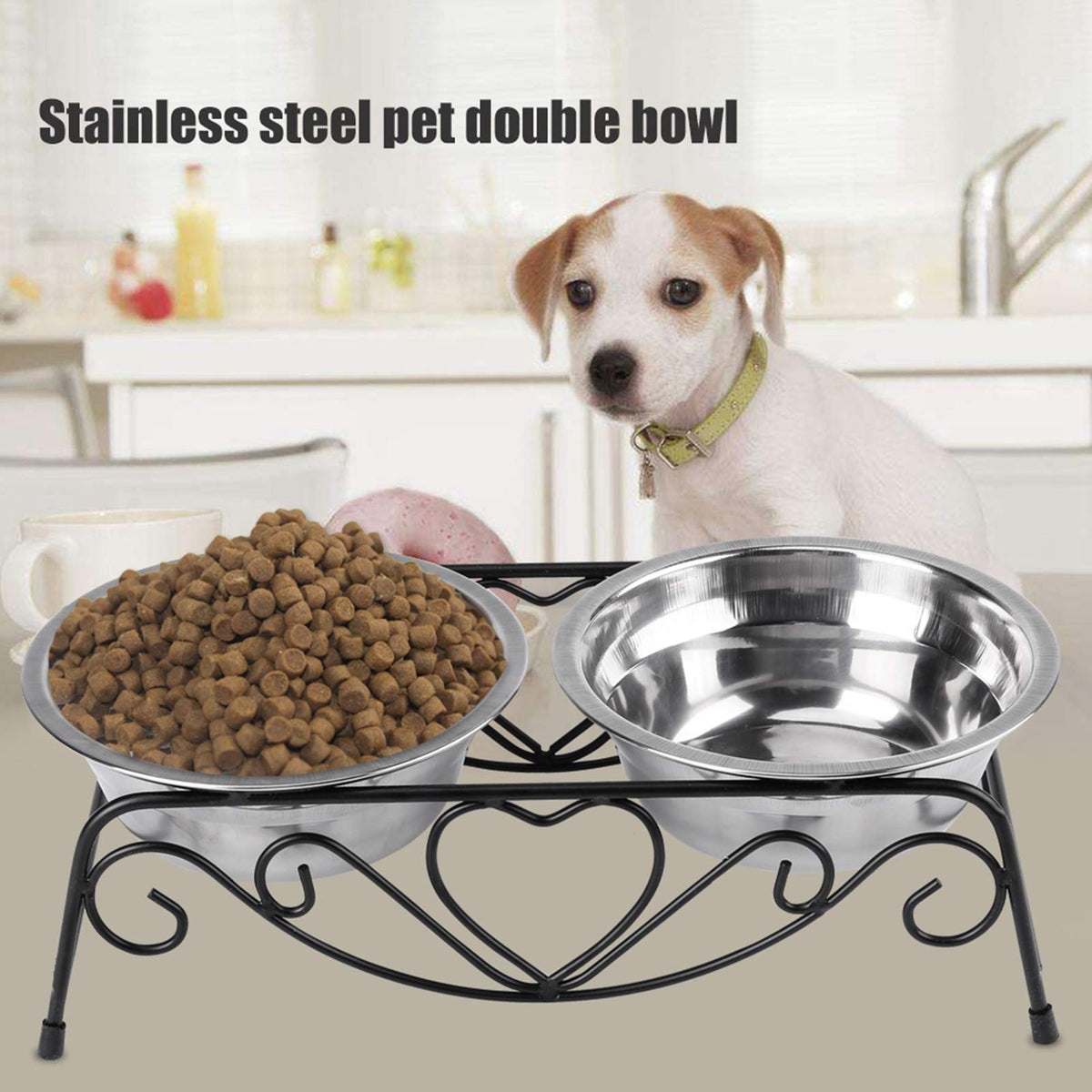 Stainless Steel Elevated Dog Cat Bowls with Iron Stand H204191