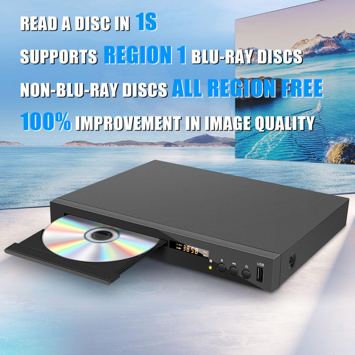 Blu Ray DVD CD Player with HDMI AV Coaxial Output Q346184