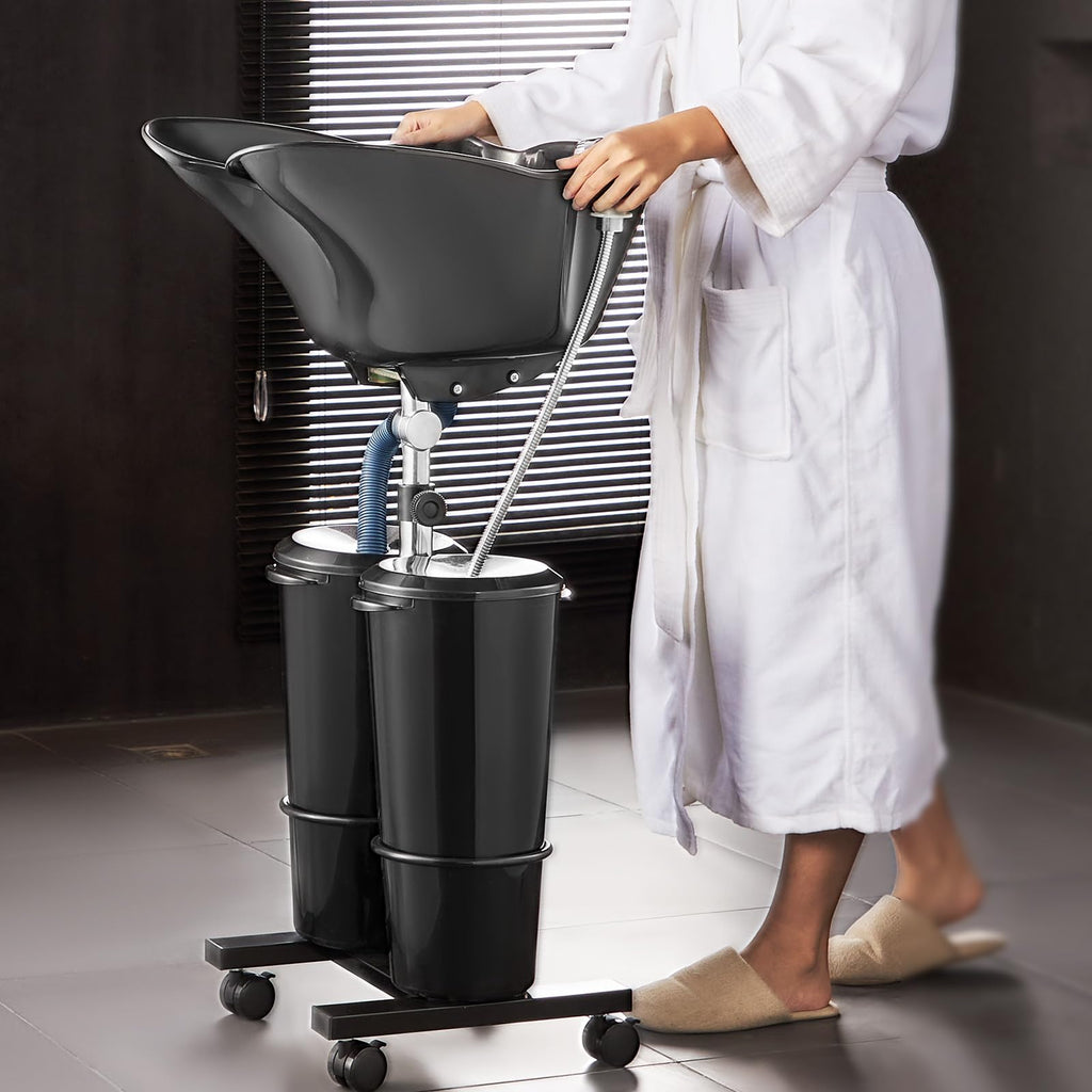 Portable Shampoo Bowl with Electric Pump, 2 Buckets, Black V8020