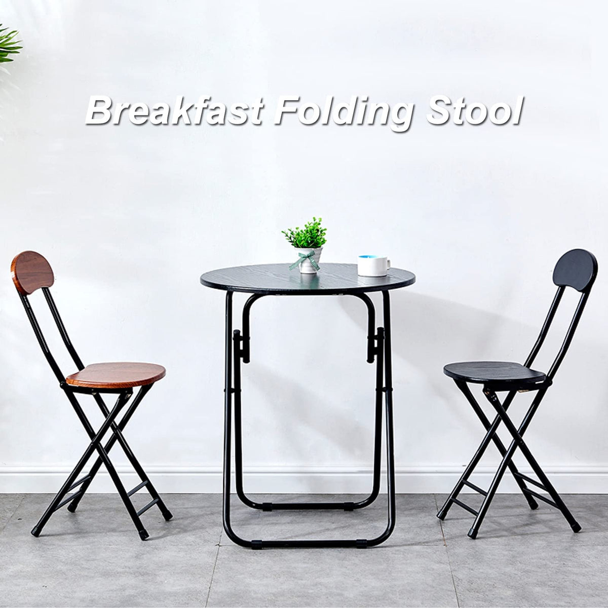 Black 18 Inch Folding Stool with Backrest and Footrest T23187