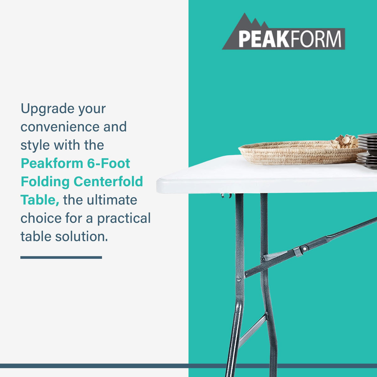Portable Fold-in-Half Banquet Table 300 Lb Capacity White 6 Ft X260973