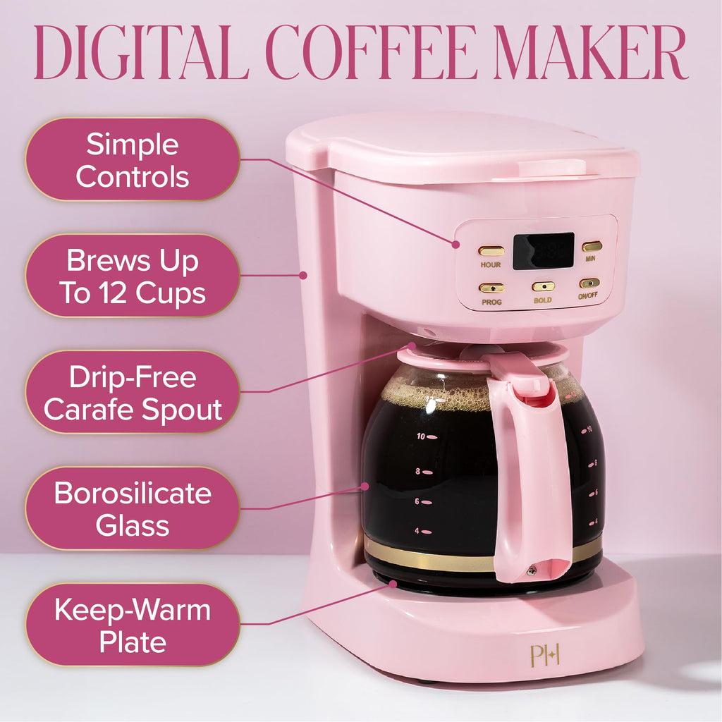 12-Cup Programmable Drip Coffee Maker with Glass Carafe T7554