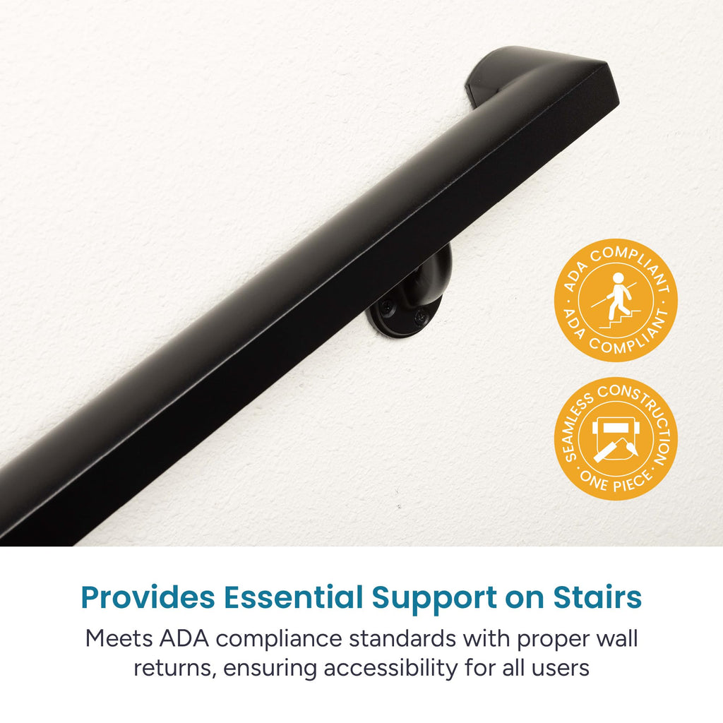 Aluminum Handrail Kit with Wall Mount Brackets, Black Textured, 3' Length M6800