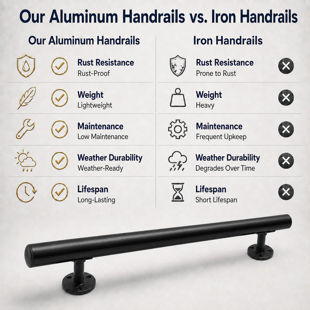 6FT Black Aluminum Stair Handrail Kit N3363