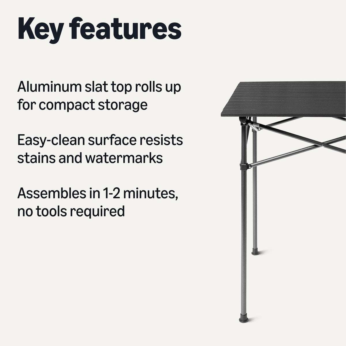 Portable Camping Table with Aluminum Roll-Up Top D3617
