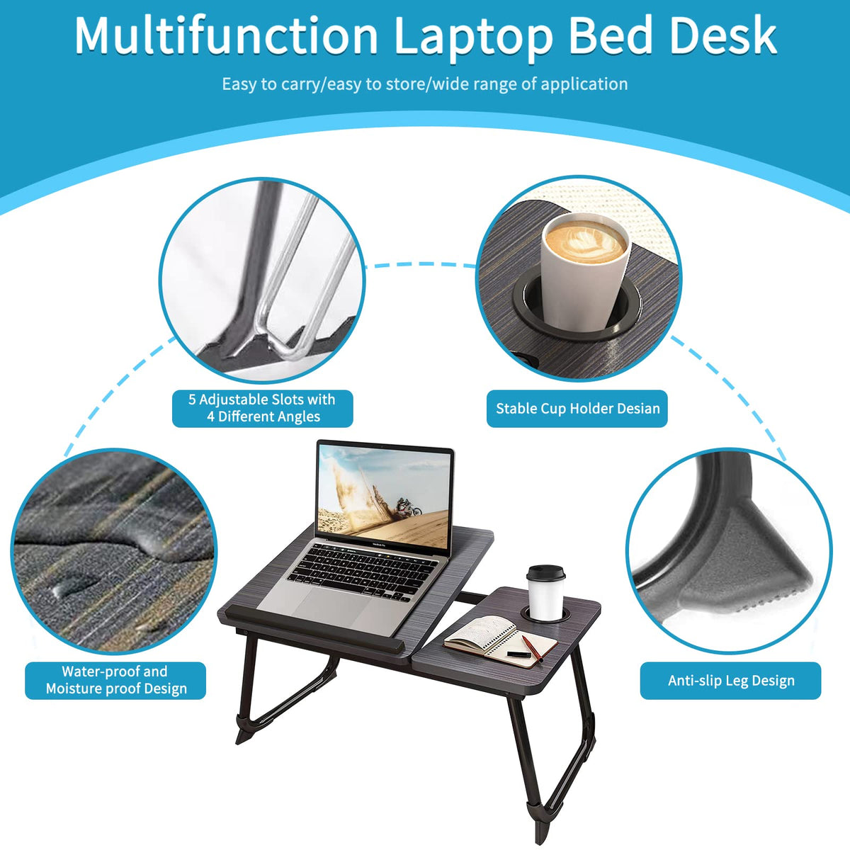White Laptop Desk with Cup Holder Z39472
