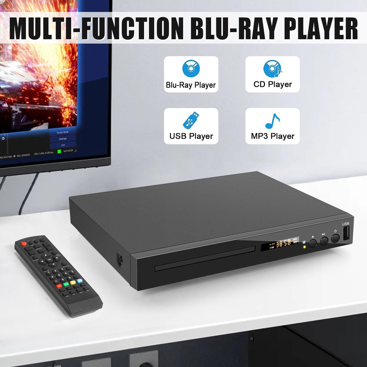 Blu Ray DVD CD Player with HDMI AV Coaxial Output Q346184