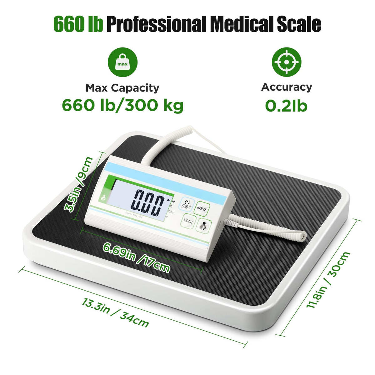 660 lb Digital Body Weight Scale with 13.4" x 11.8" Platform H78864