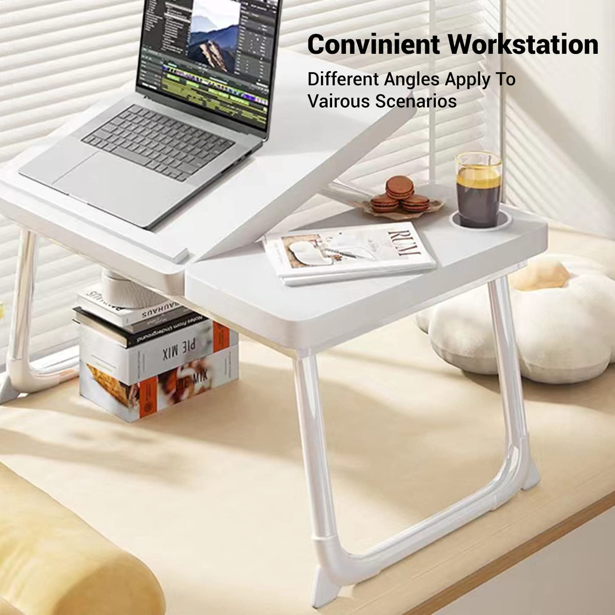 White Laptop Desk with Cup Holder Z39472