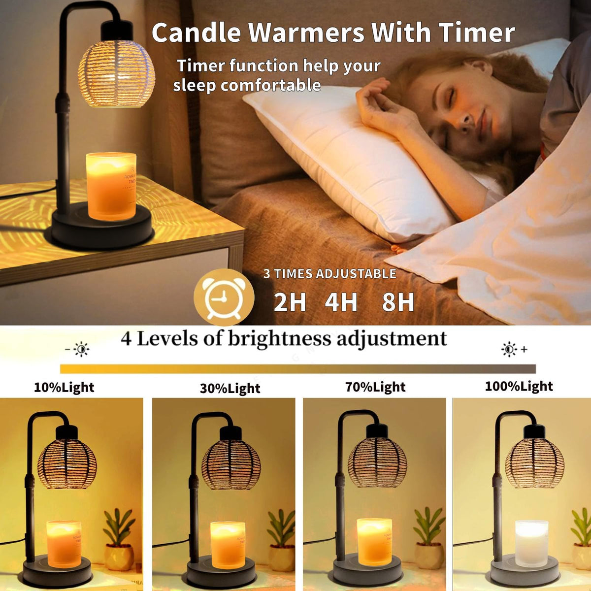 Electric Candle Warmer Lamp with Timer, Adjustable Dimmable S248
