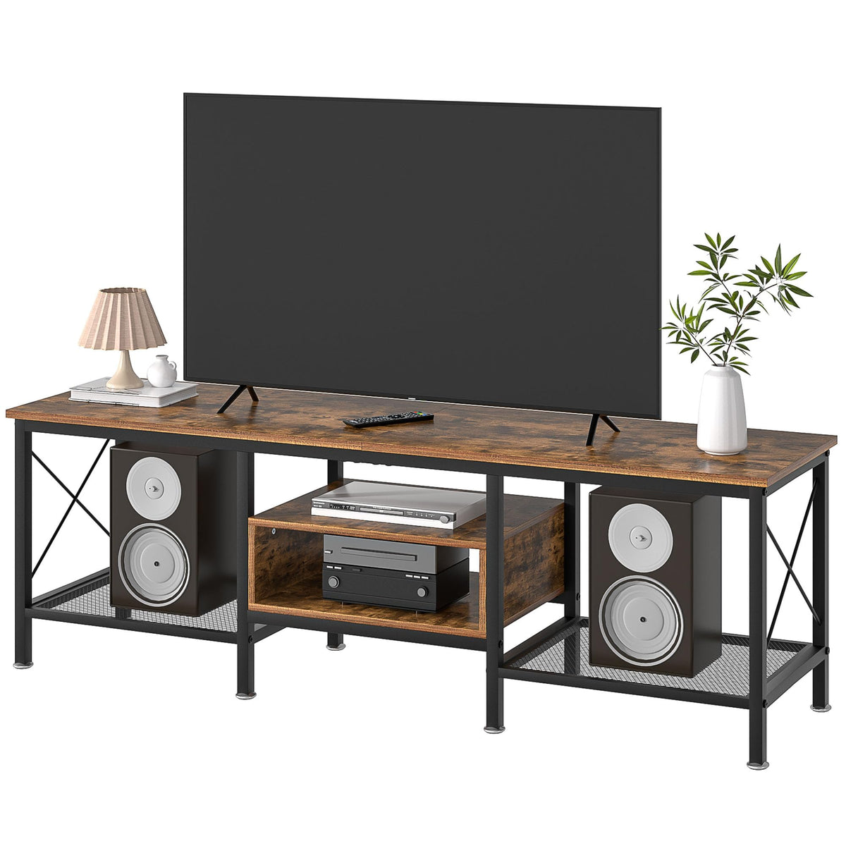 70 Inch 3-Tier TV Stand with Open Storage Shelves U5437