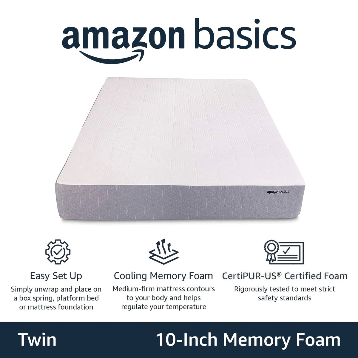Medium-Firm Cooling Gel Memory Foam Mattress, Twin Size P386