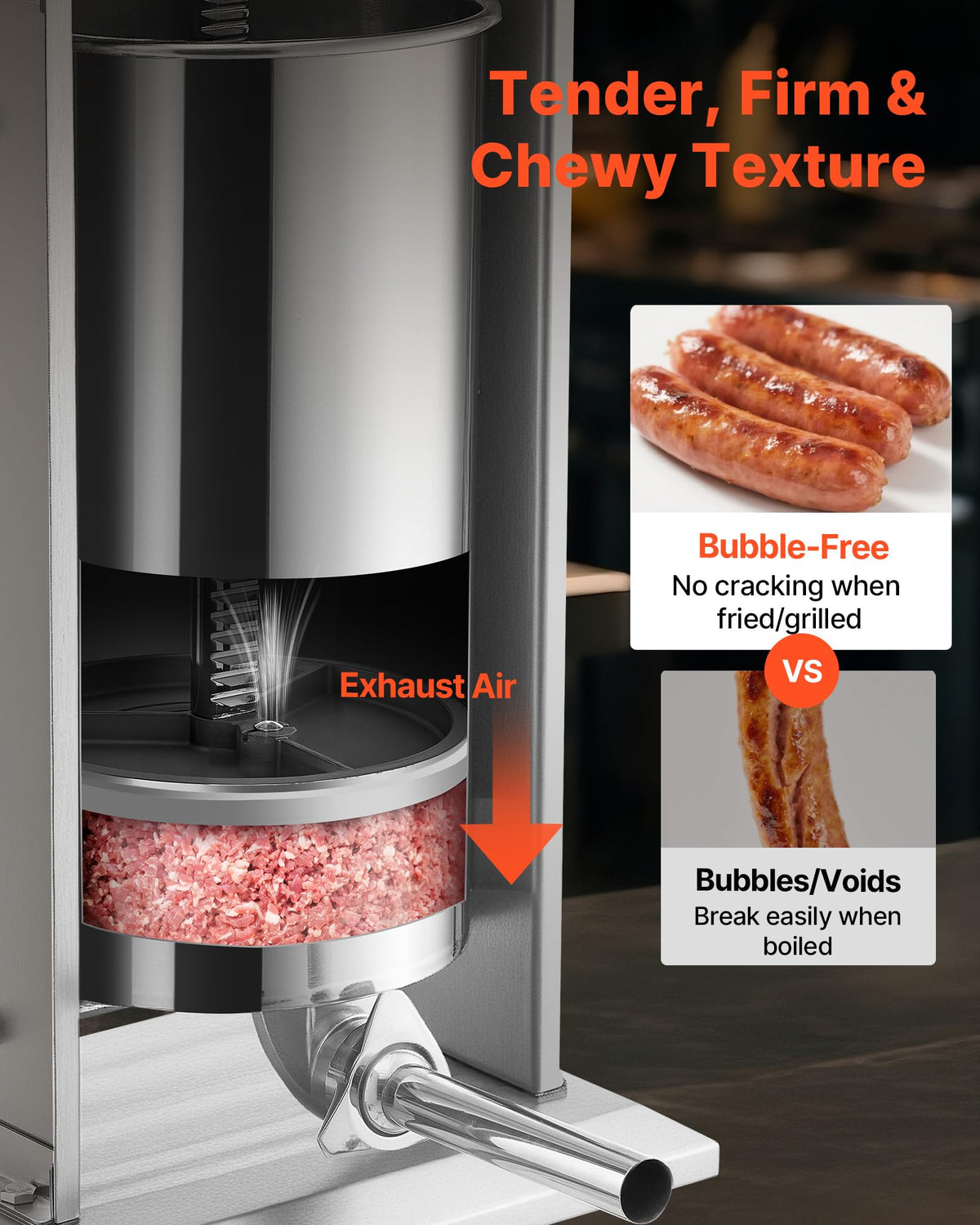 55 LBS Stainless Steel Electric Sausage Stuffer with 5 Stuffing Tubes A656883
