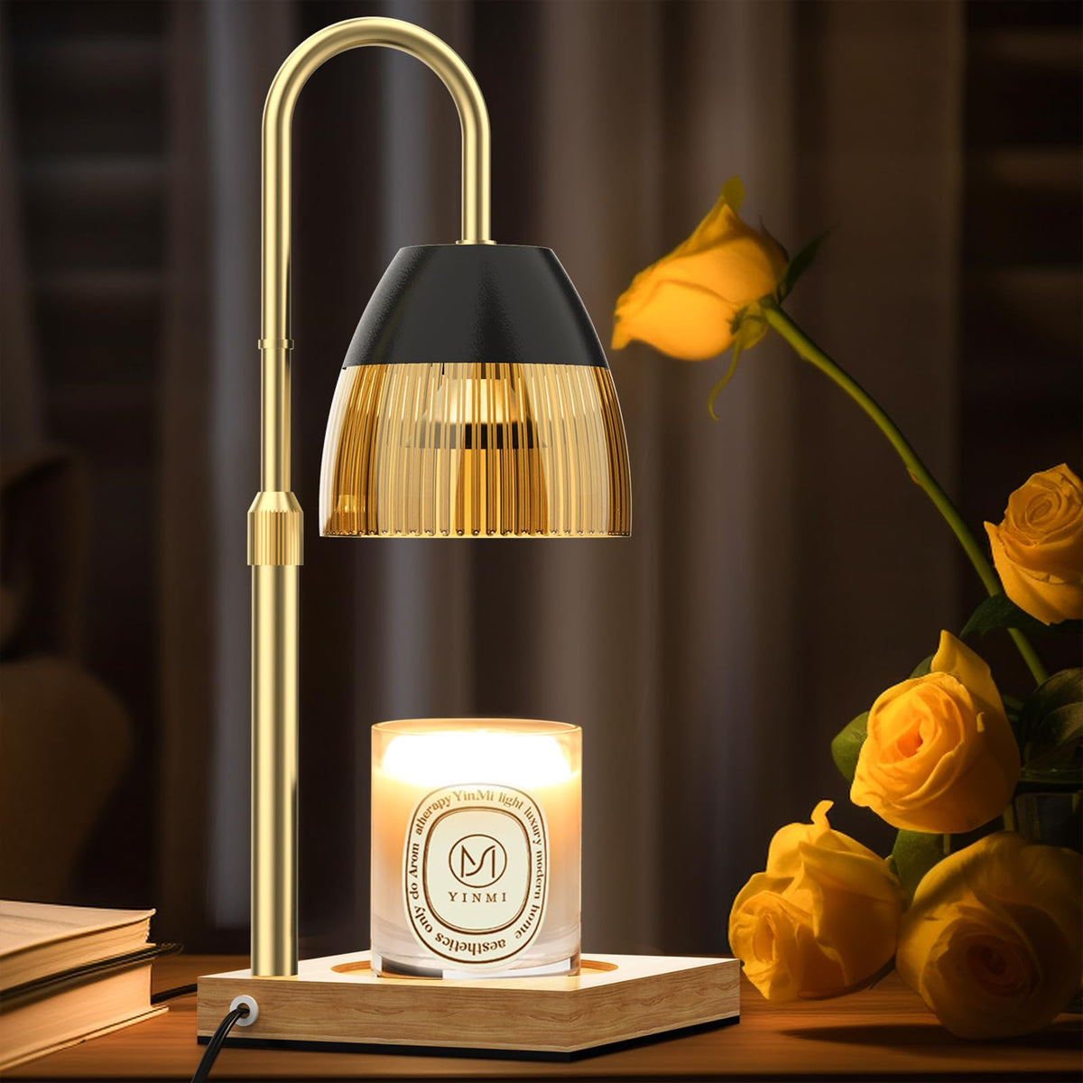 Candle Warmer Lamp with Timer Auto Off, Dimmable Height Adjustable Wax Melting Lamp X1828
