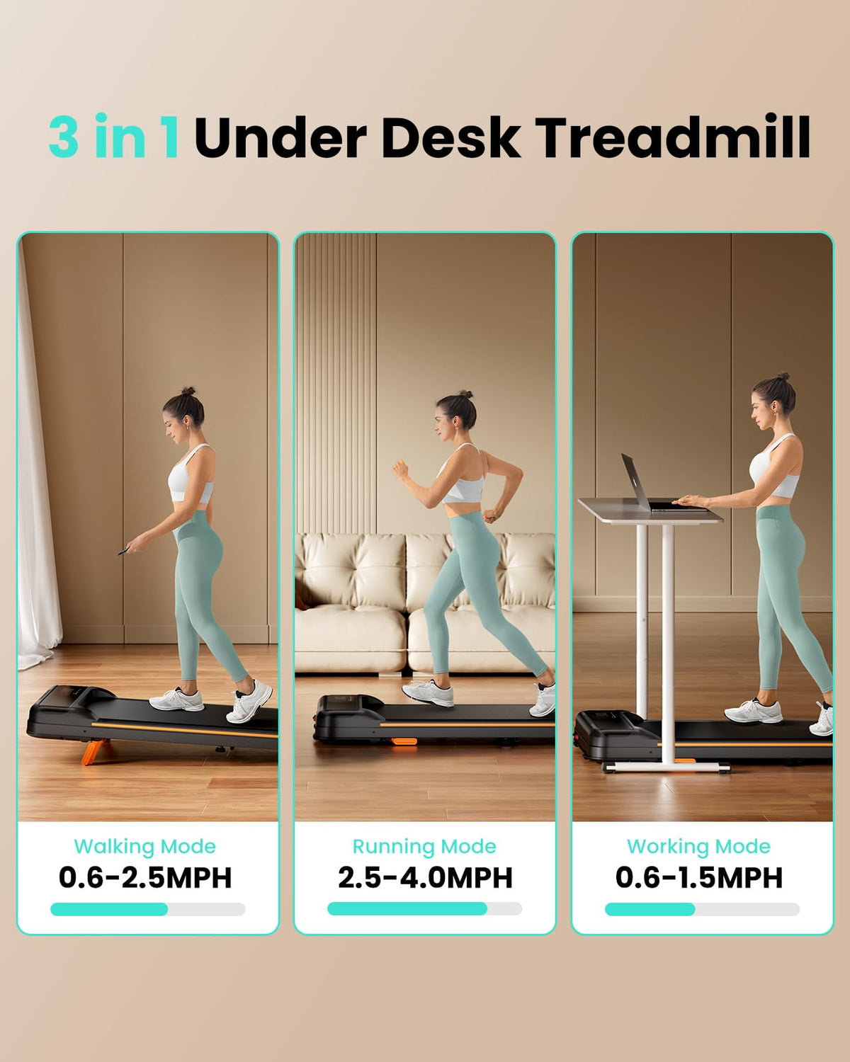2.5HP Under Desk Treadmill with Incline J416133