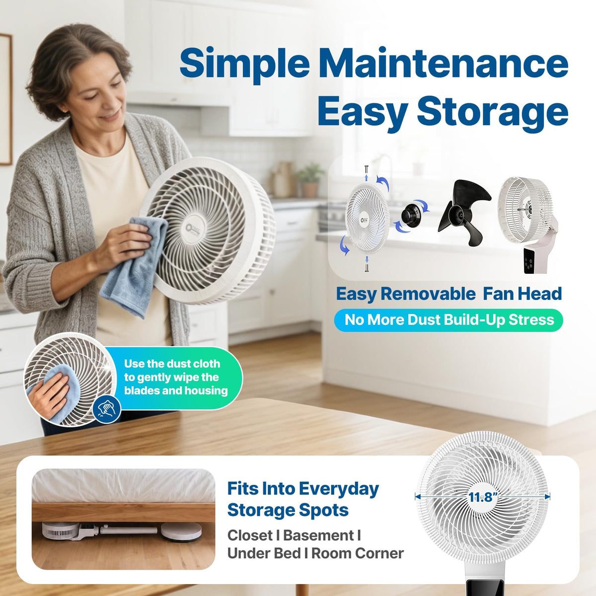 Oscillating Fan, 360° Air Circulator Pedestal Fan, 43.3” Adjustable Height R6722