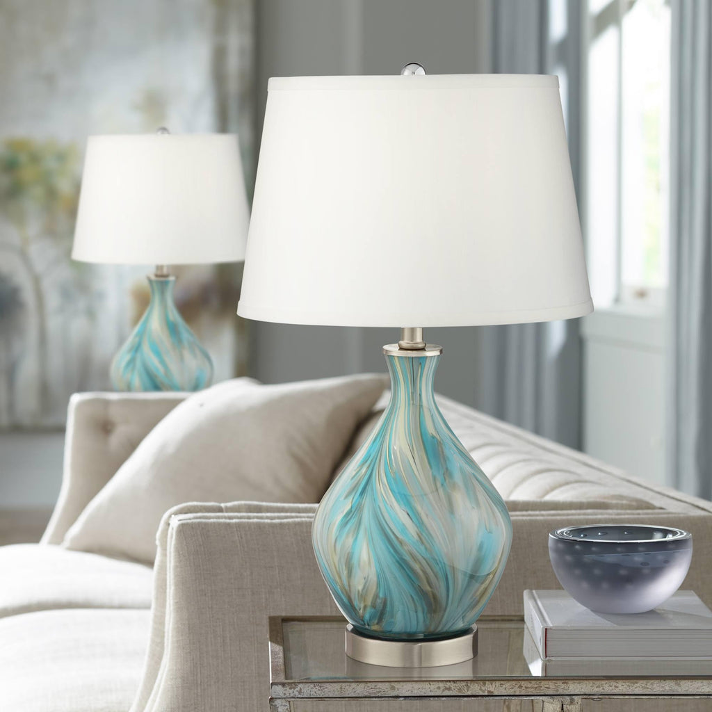 22" Art Glass Table Lamps Set of 2 D335
