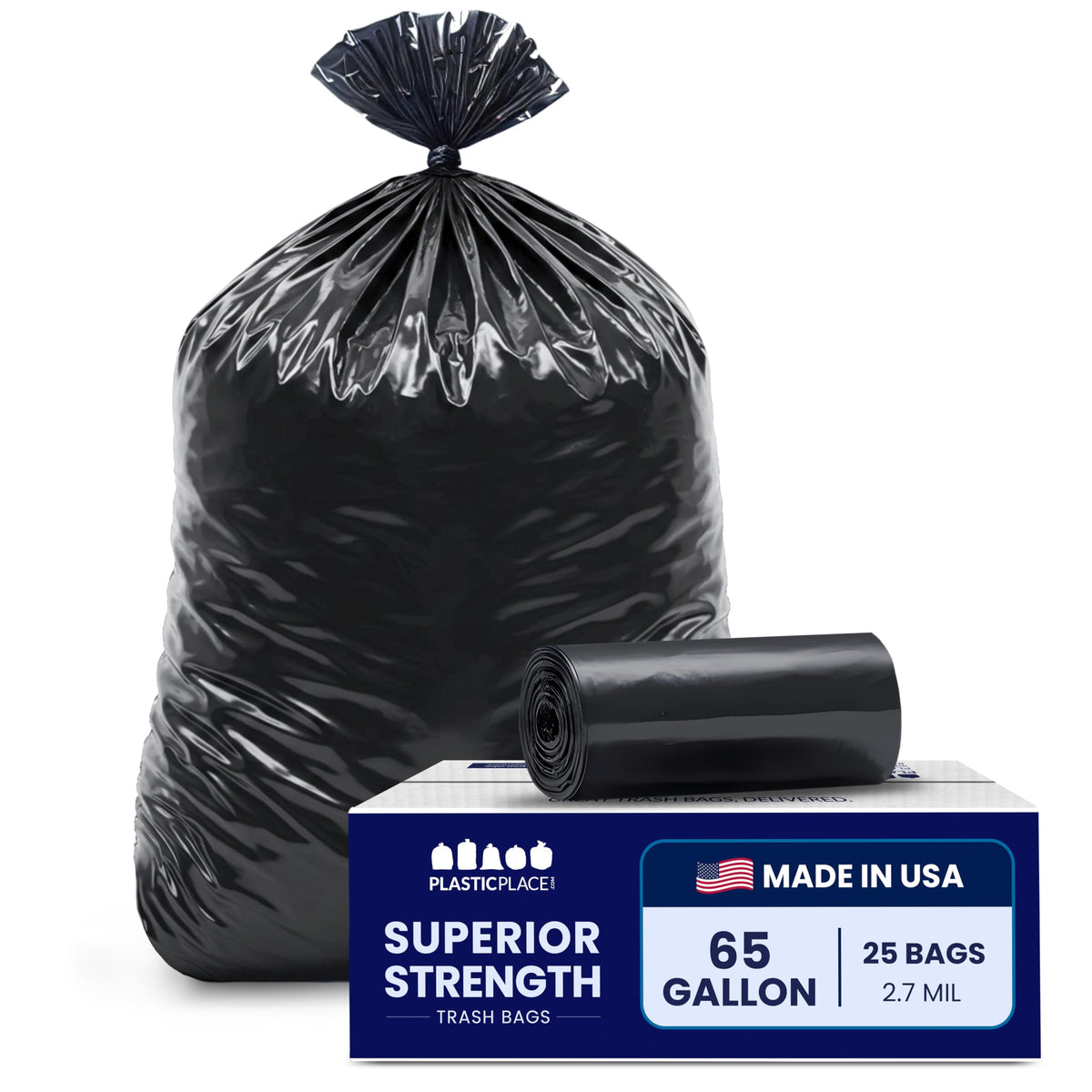 65 Gallon Black Heavy Duty Trash Bags 25 Count B607342