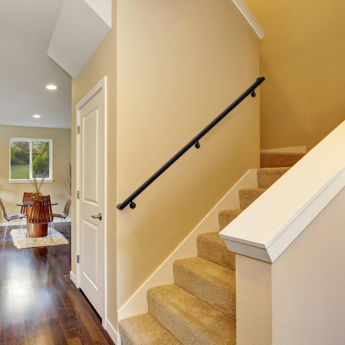 Aluminum Handrail Kit with Wall Mount Brackets, Black Textured, 3' Length M6800