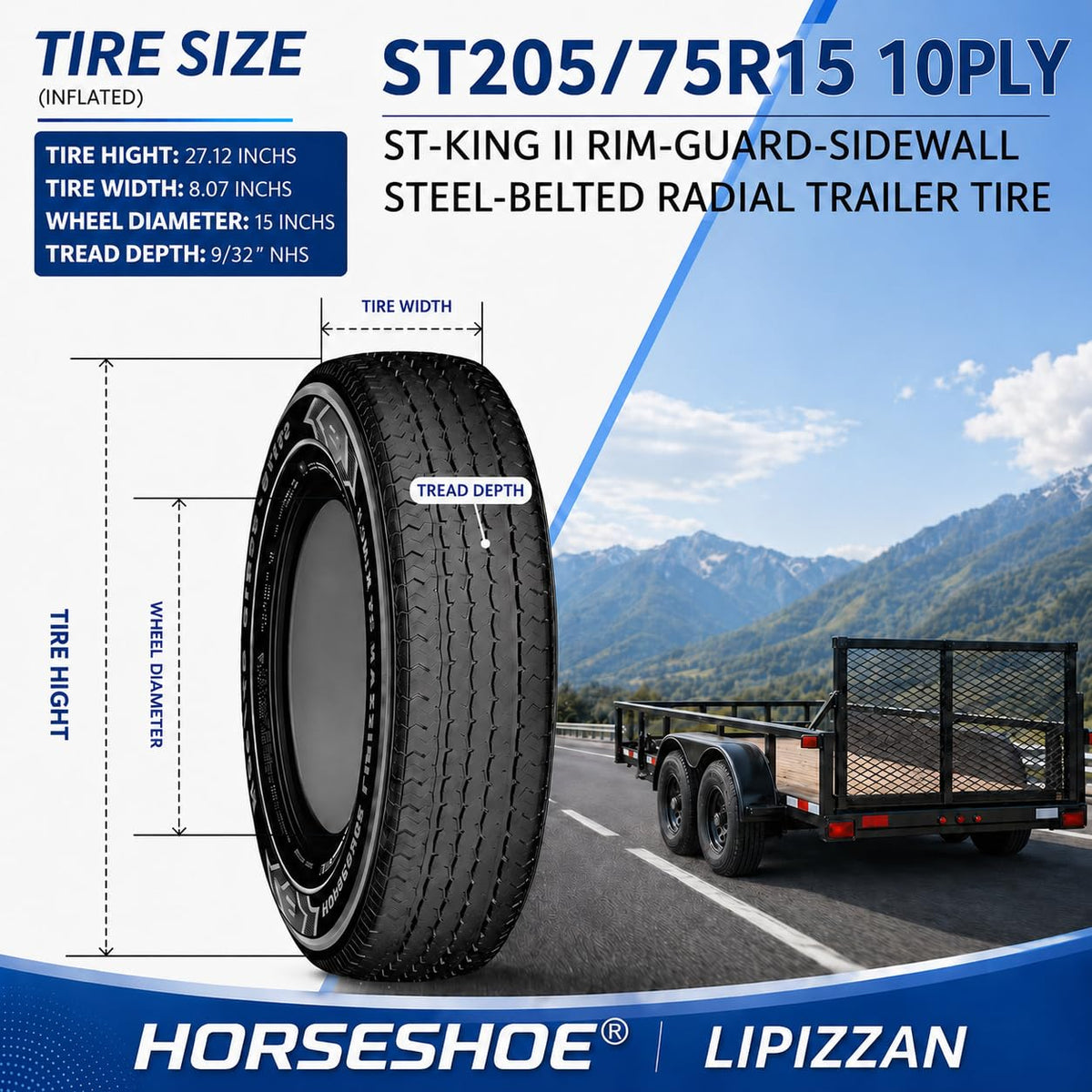 4 ST205/75R15 10PR Steel Belted Radial Trailer Tire K2239