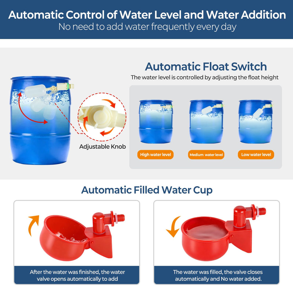 57 Pcs Automatic Chicken Waterer System Set with 8 Water Cups J98397