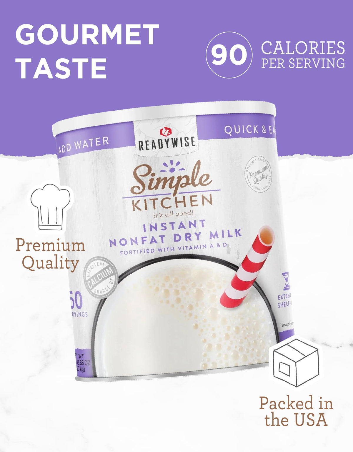 Instant Nonfat Powdered Milk 50 Servings C3642