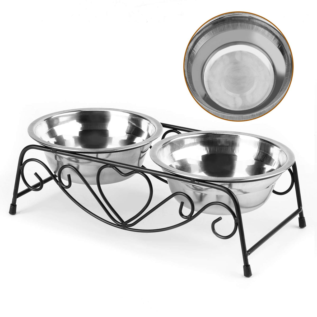 Stainless Steel Elevated Dog Cat Bowls with Iron Stand H204191
