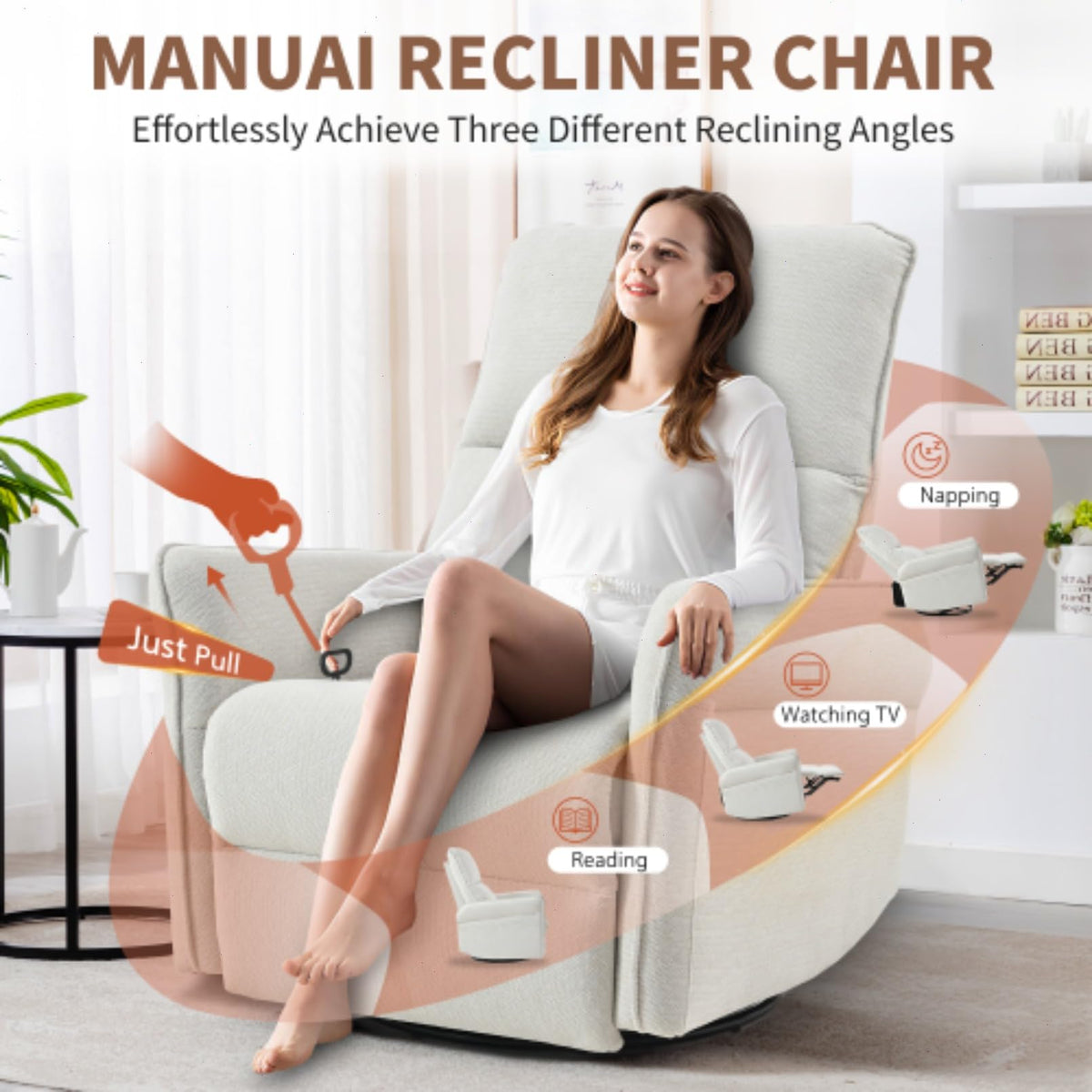 Blue-Gray Snowflake Velvet Swivel Rocker Recliner S578445