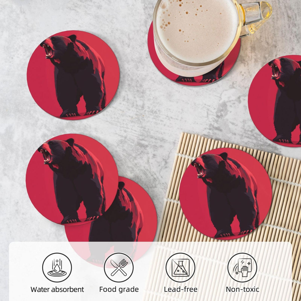 Ceramic Coasters with Holder Set of 6 N73685