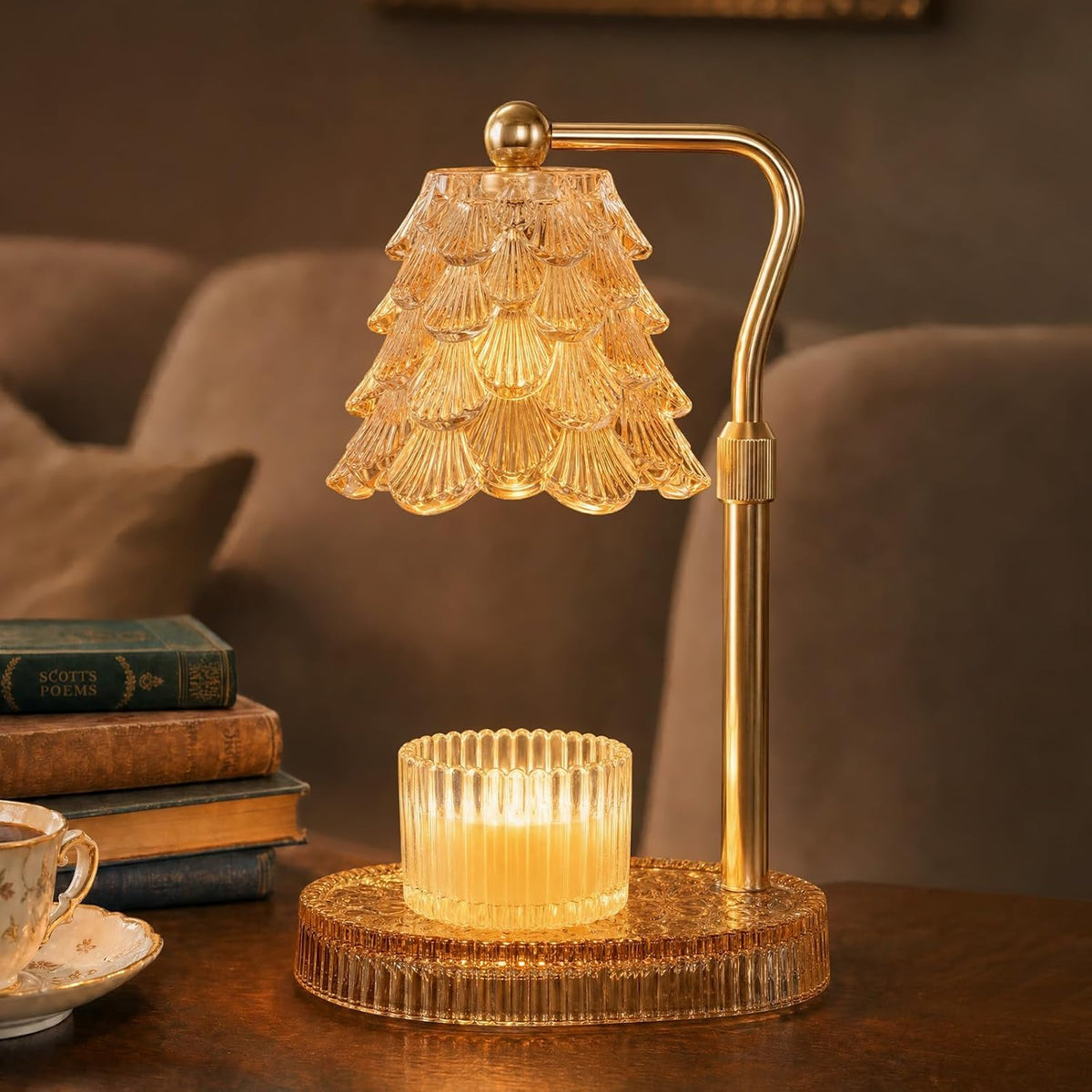Candle Warmer Lamp with Timer Dimmer, Adjustable Height Glass Lamp F97312