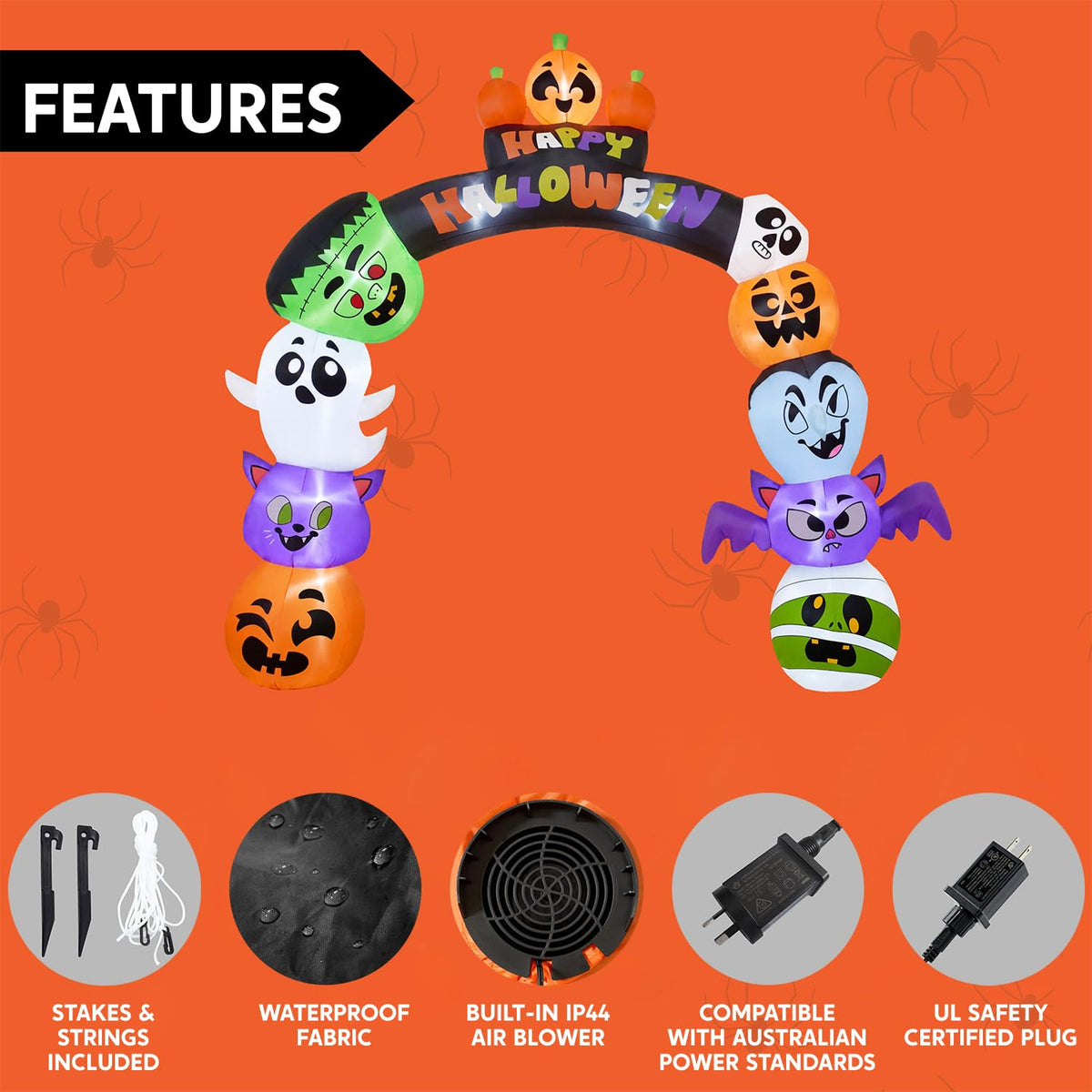 8 FT Halloween Inflatable Pumpkin Archway with LED Lights F516