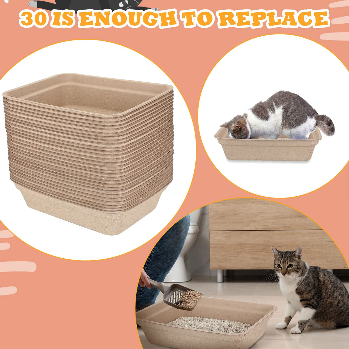 30 Pack Disposable Cat Litter Tray H118