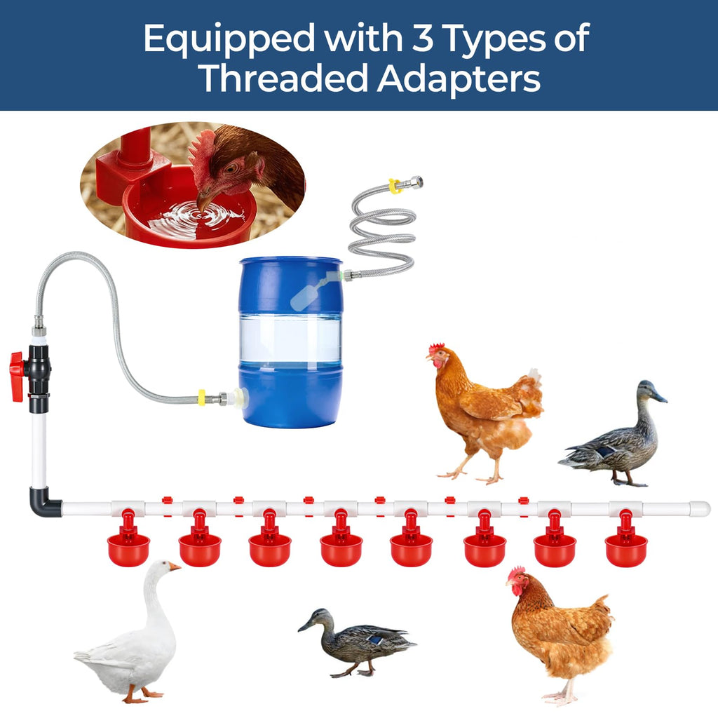 57 Pcs Automatic Chicken Waterer System Set with 8 Water Cups J98397