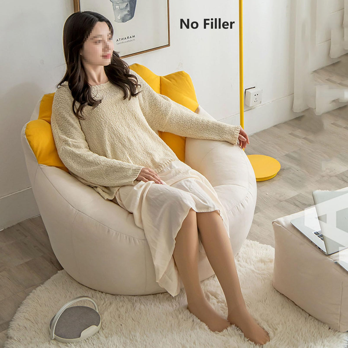 Washable Soft Linen Bean Bag Chair Cover H457904