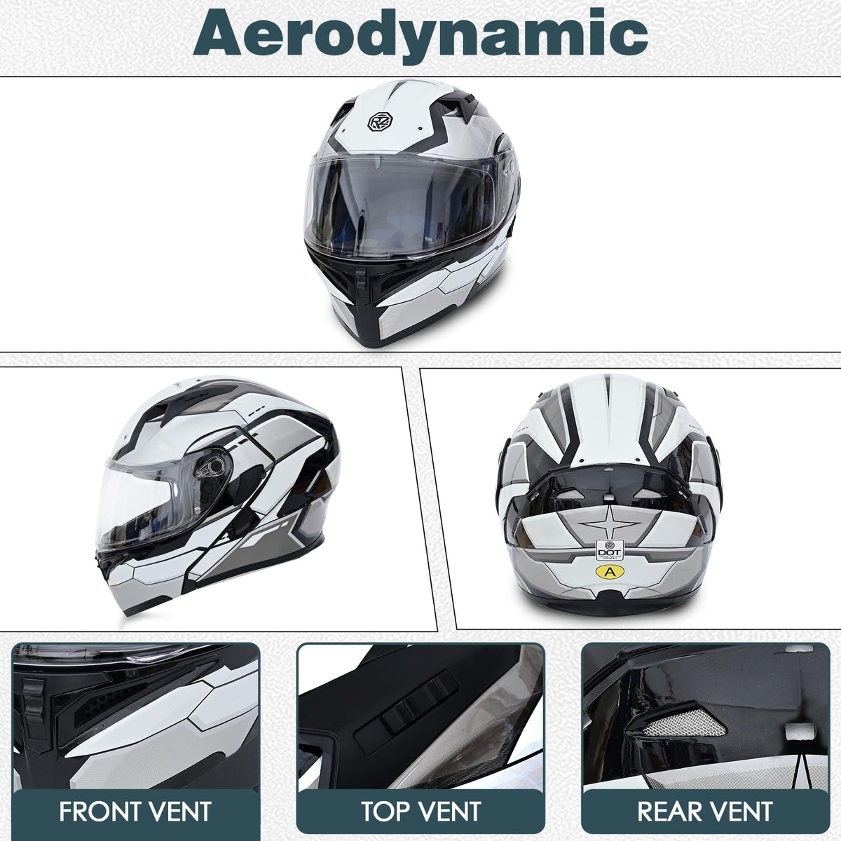 DOT Approved Flip Up Full Face Modular Motorcycle Helmet with Dual Visor U80538