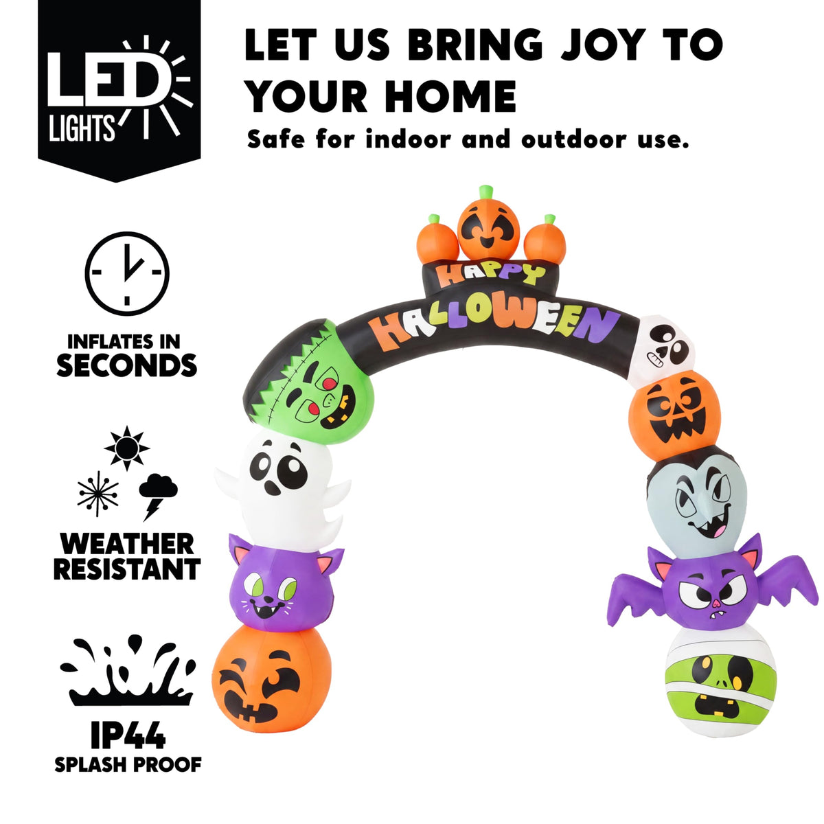 8 FT Halloween Inflatable Pumpkin Archway with LED Lights F516