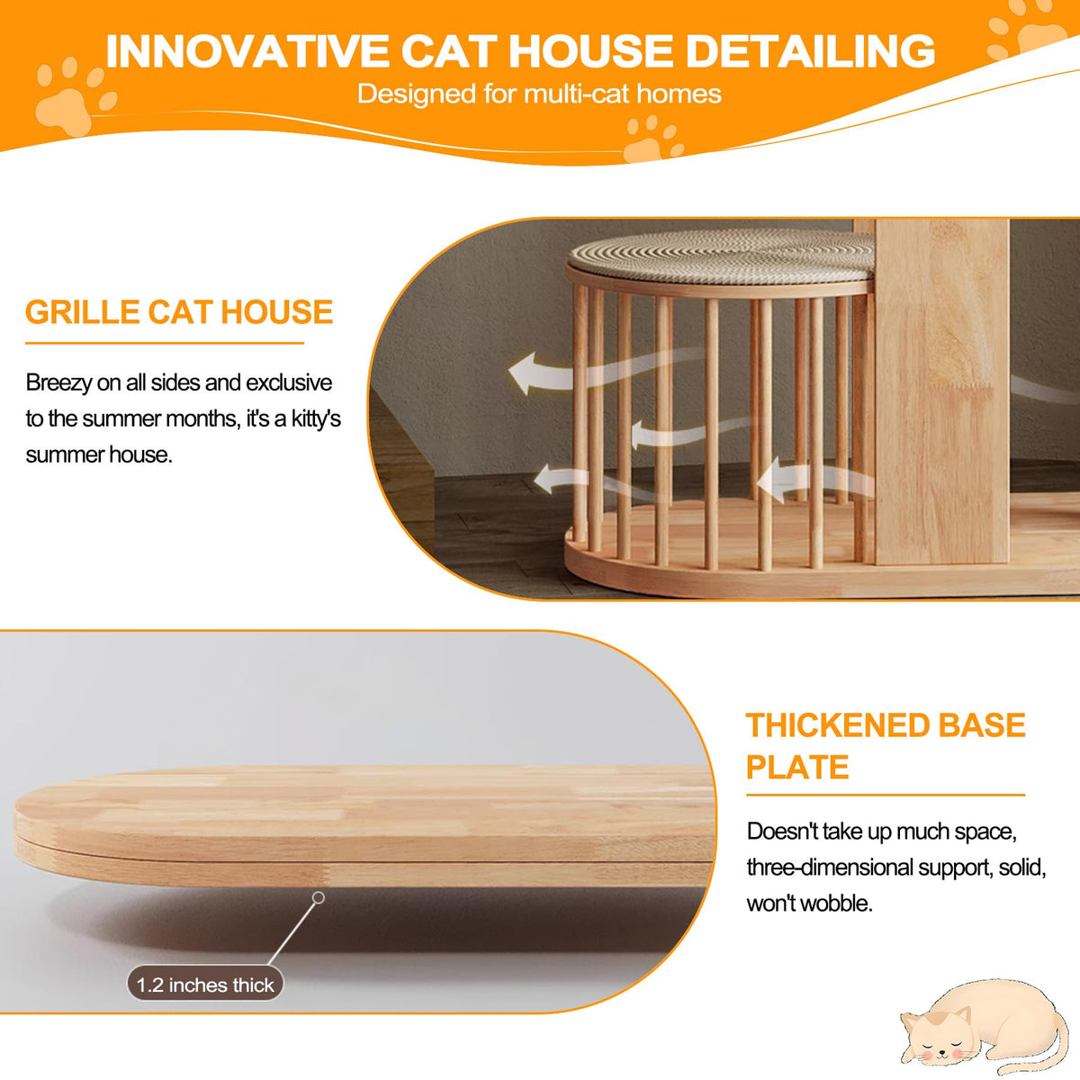 Solid Wooden Cat Tree Tower with Scratching Post C630514