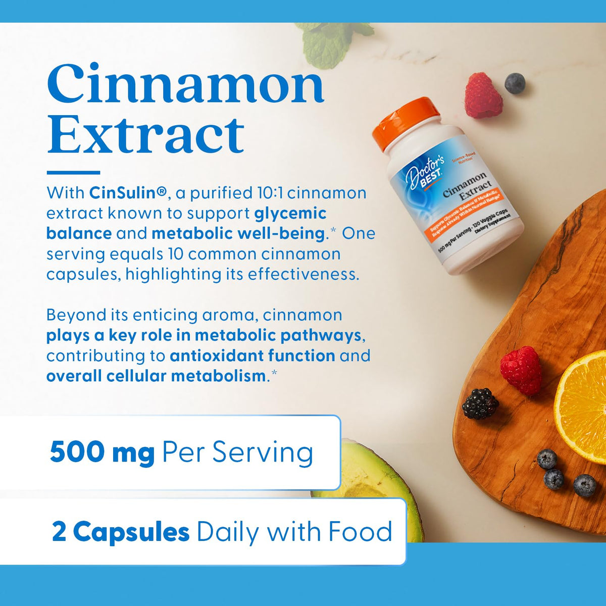 Cinnamon Bark Extract Capsules, 120 Veg Caps B482