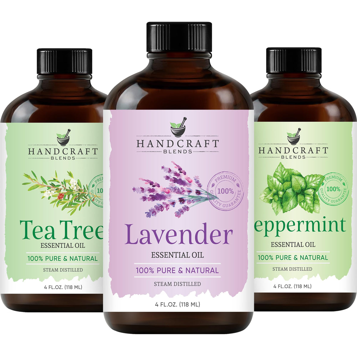 Peppermint Tea Tree Lavender Essential Oil Set 4 Fl. Oz K837212