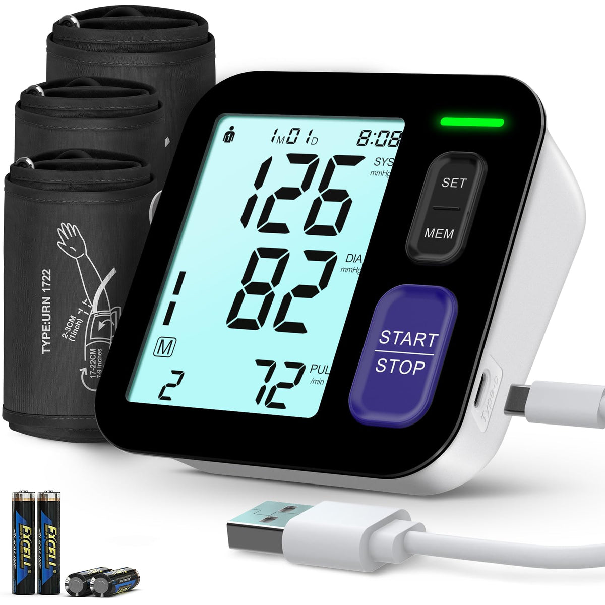 Upper Arm Blood Pressure Machine with 3 Size Cuffs E58164