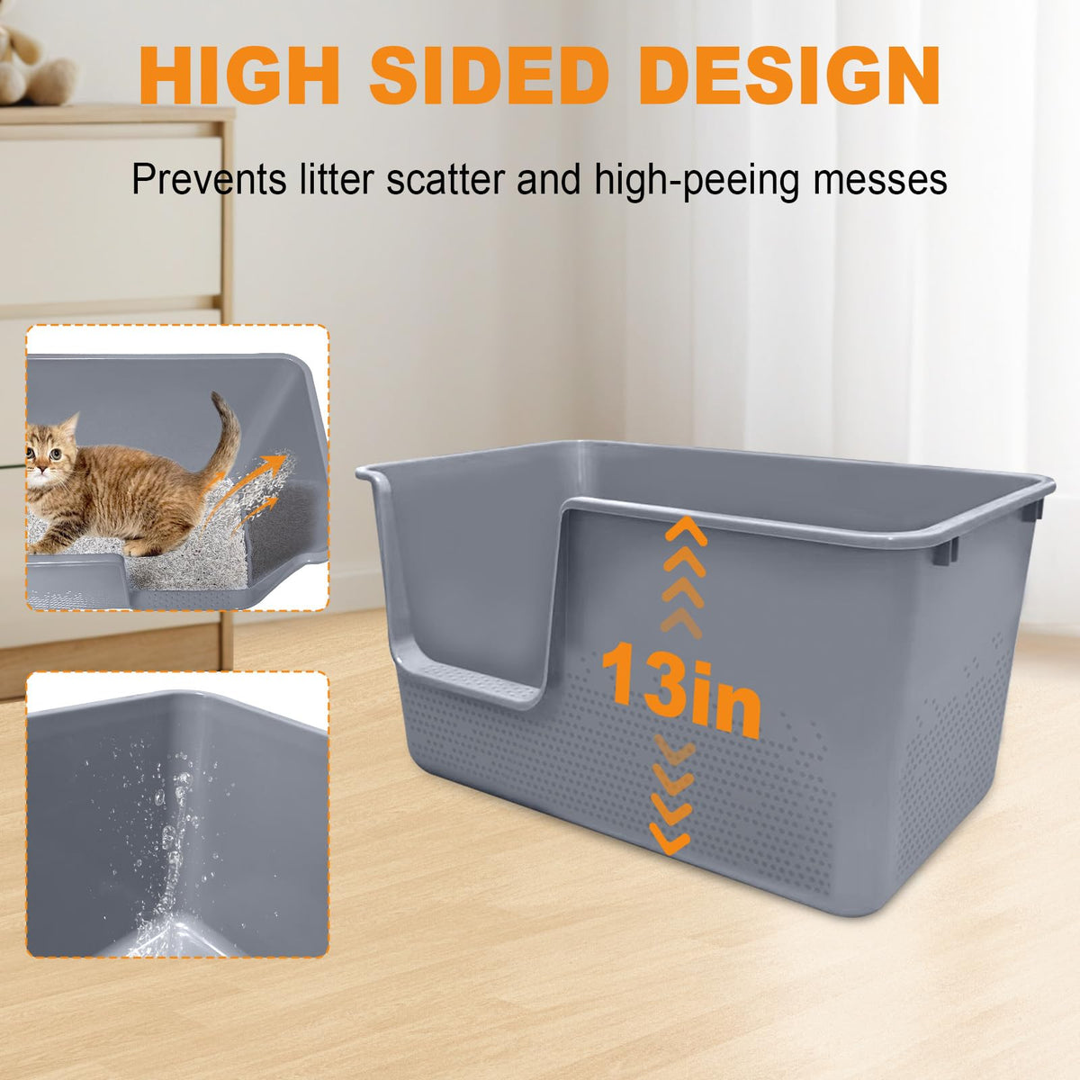 XL High Sides Cat Litter Box V9498