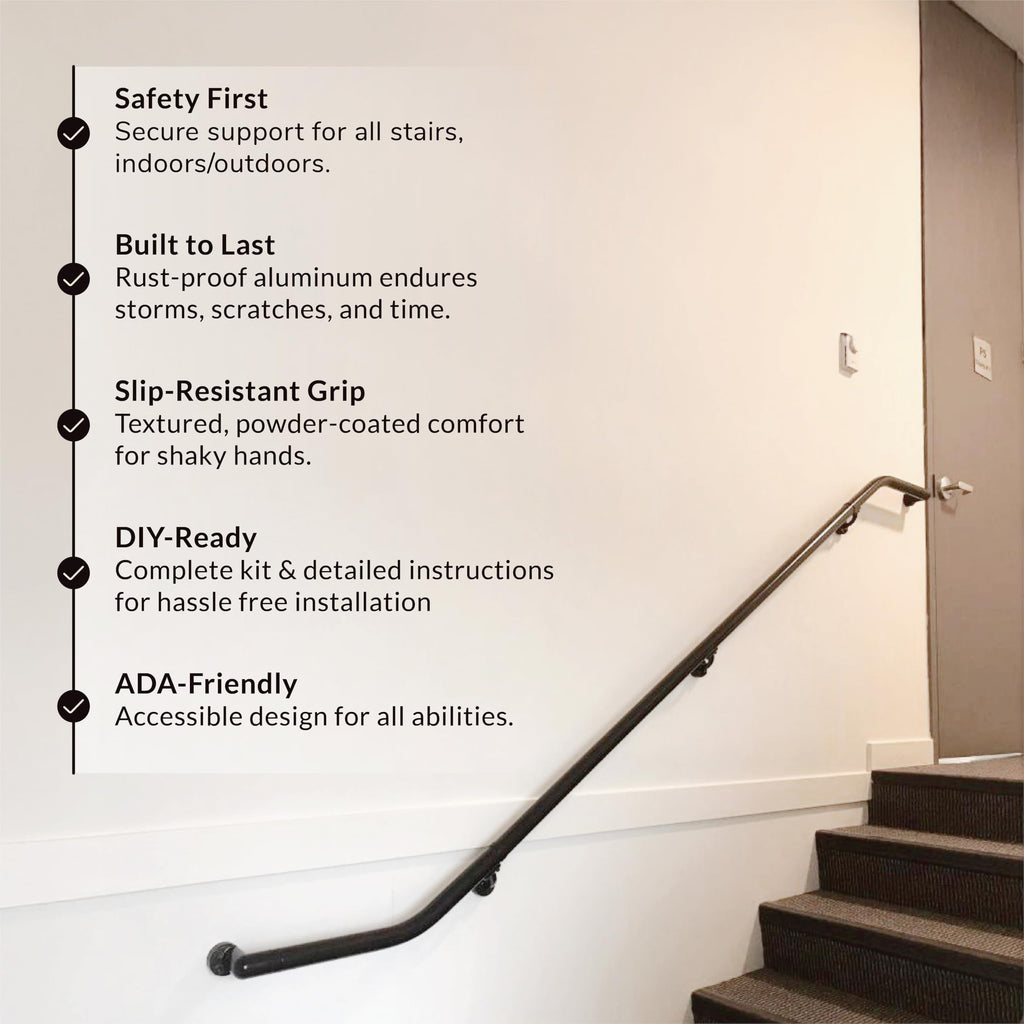 6FT Black Aluminum Stair Handrail Kit N3363