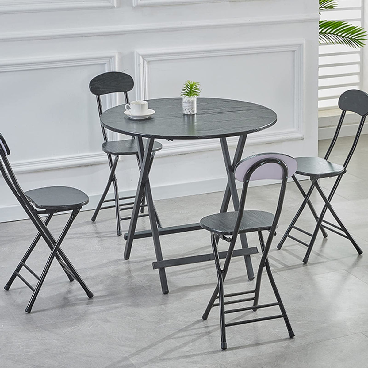Black 18 Inch Folding Stool with Backrest and Footrest T23187