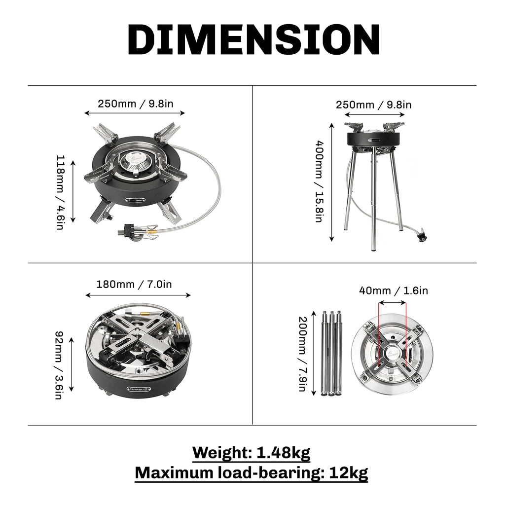 Camping Stove 4400W Gas Stove with Dual Preheating Tube K712495