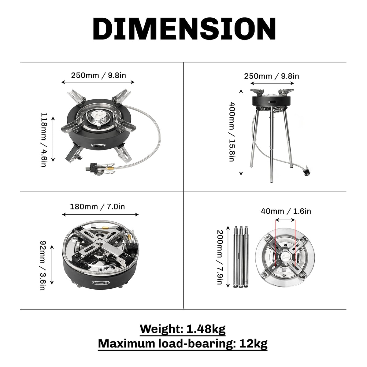 Camping Stove 4400W Gas Stove with Dual Preheating Tube K712495