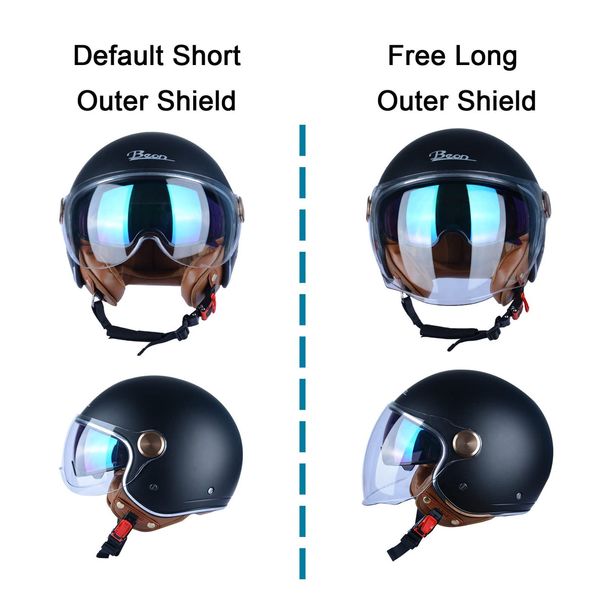 3/4 Face Motorcycle Helmet with Dual Visors I3308