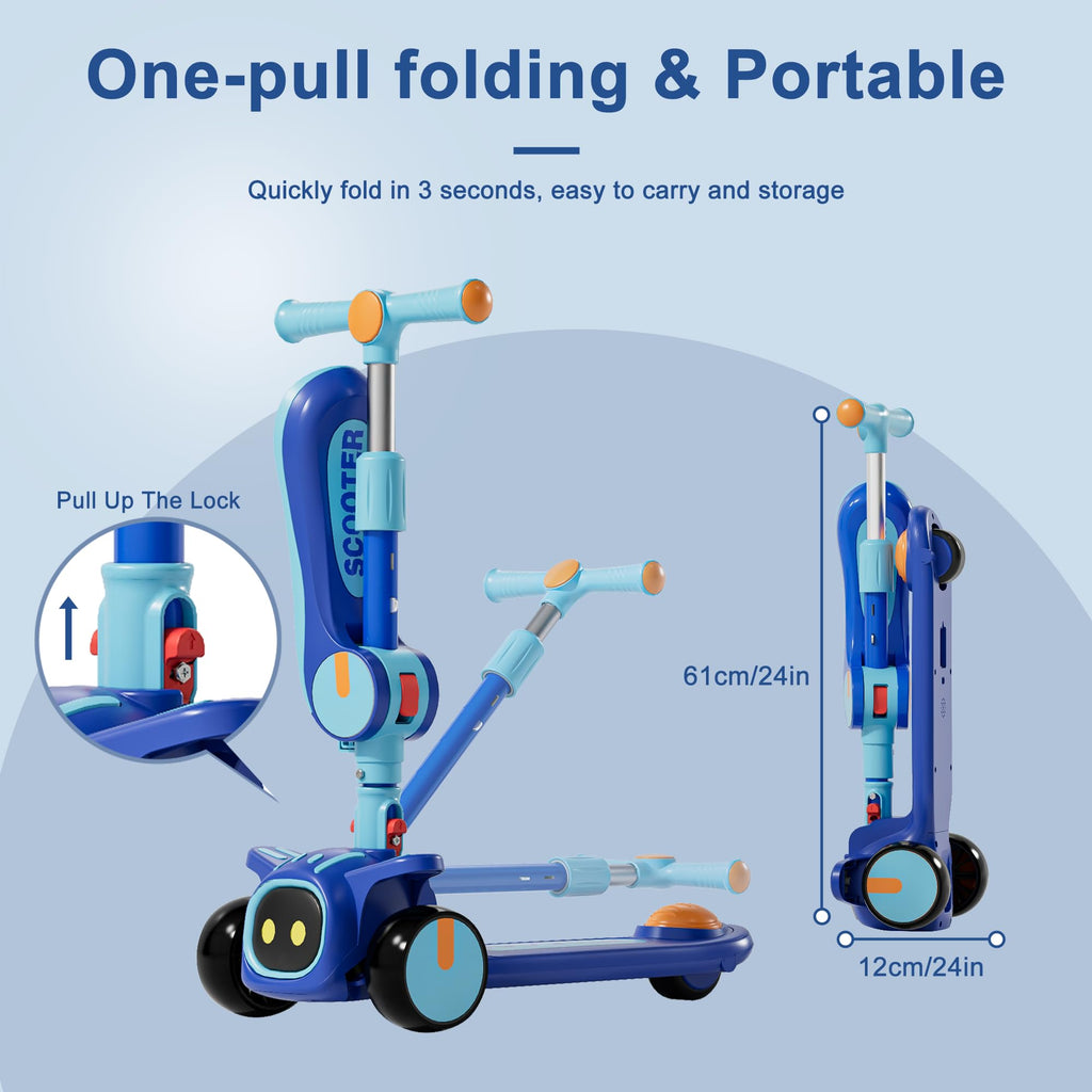 2-in-1 Kids 3 Wheel Kick Scooter with Adjustable Seat B9623