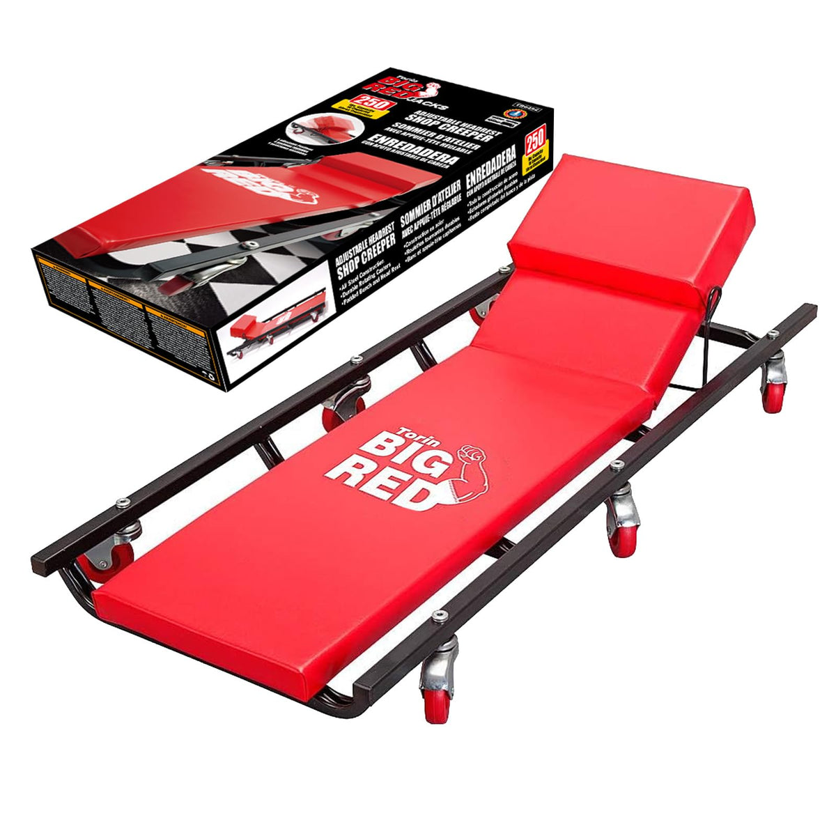 Rolling Garage Creeper with Adjustable Headrest and 6 Casters P2262
