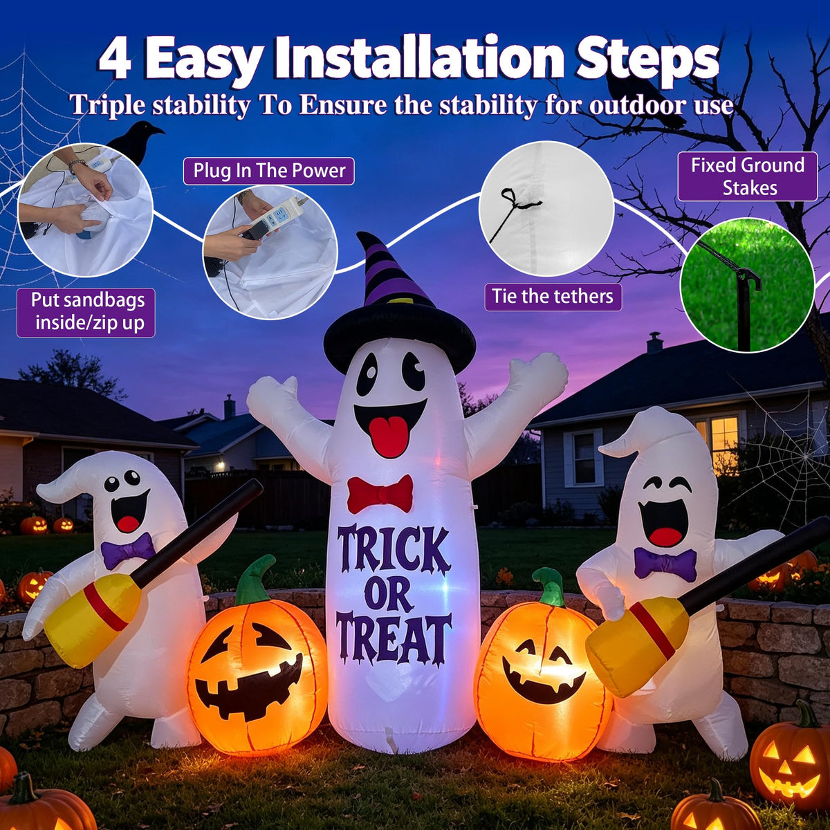 8FT LED Inflatable Ghosts with Pumpkins F205