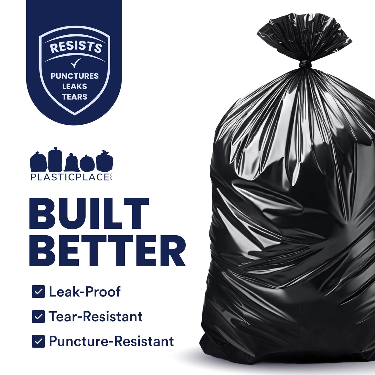 65 Gallon Black Heavy Duty Trash Bags 25 Count B607342